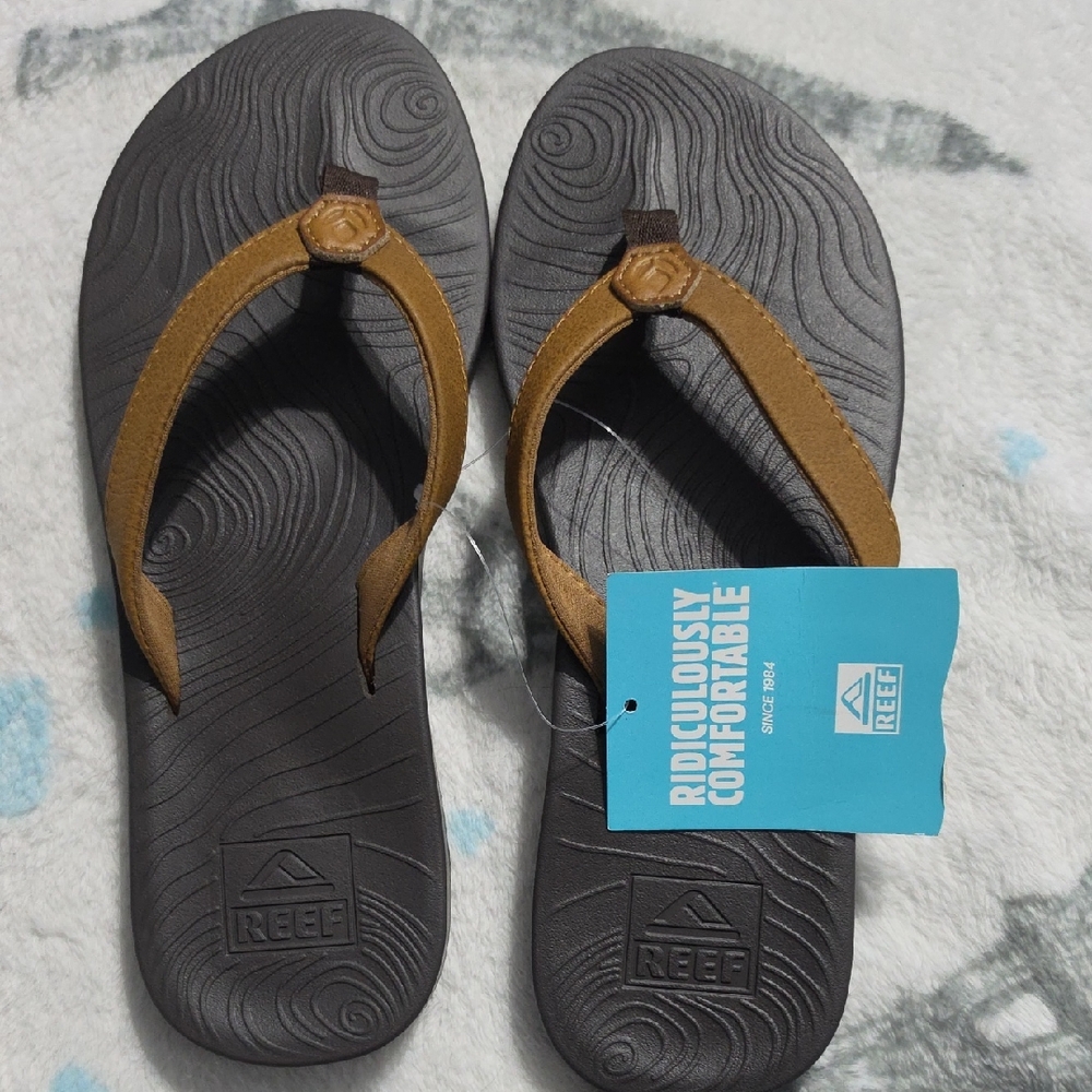 Reef Brown and Black Flip Flops with Cushioned Footbed